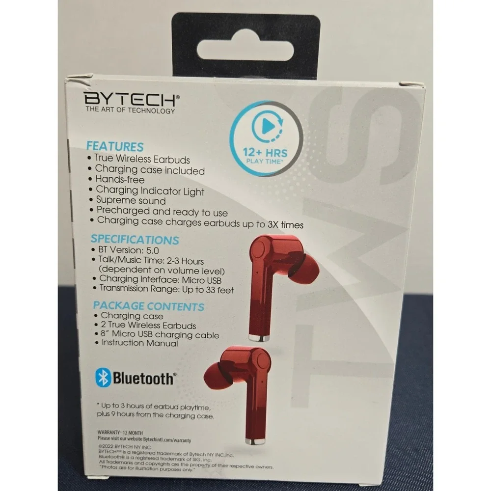 BYTECH True Wireless Earbuds Bluetooth And Charger Case, Pre Paired. BRAND NEW